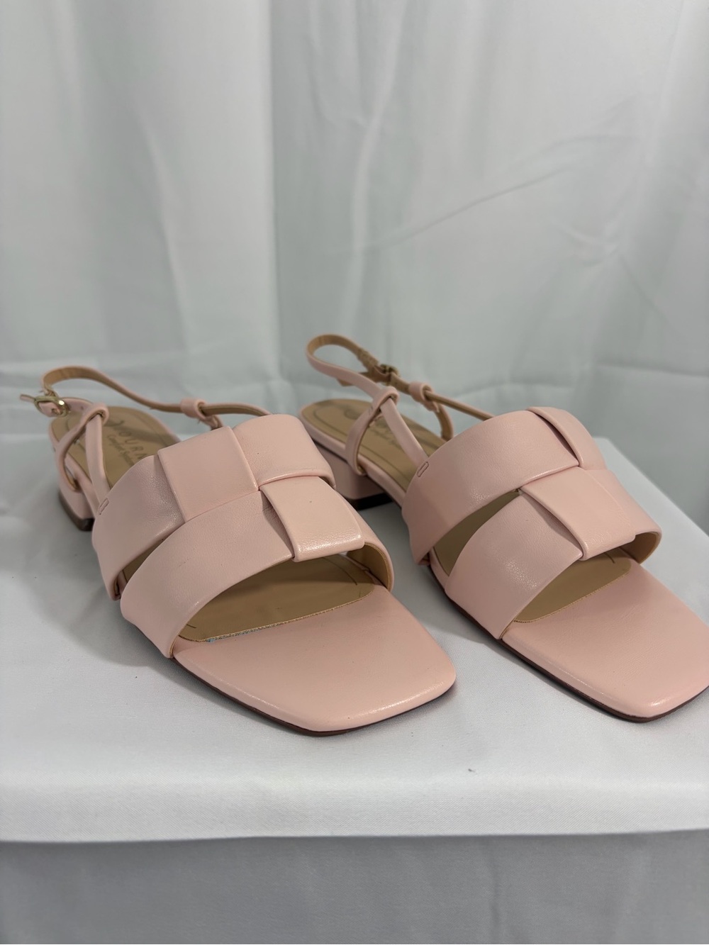 NWT Journee Women’s Size 8 Pink Square Toe Slingback Woven Strap Sandals